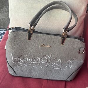 Gray Floral Satchel